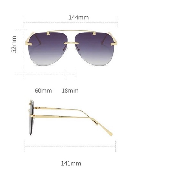 Rimless Unisex Green & Gold Sunglasses Unisex - Picture 3 of 3